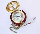 Pocket Sundial Compass with Leather Pouch